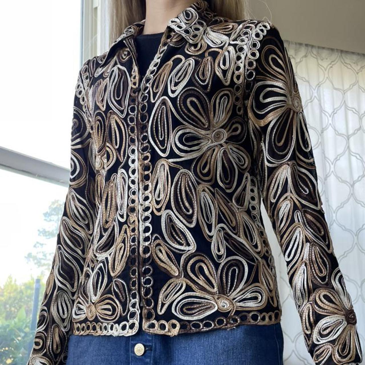 Women's Black and Brown Top