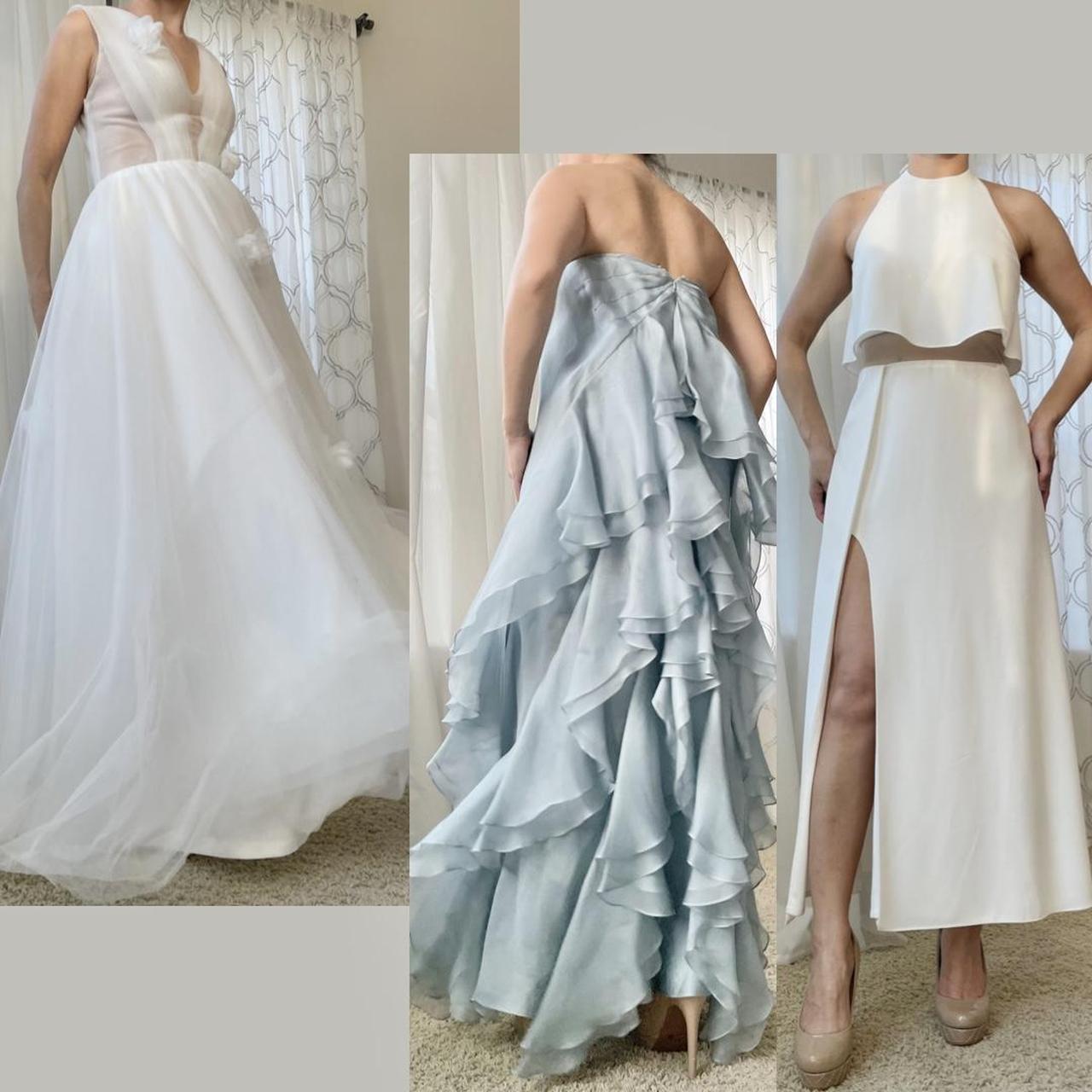 Women's White and Blue Dress