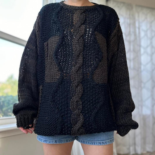 Women's Brown and Black Jumper