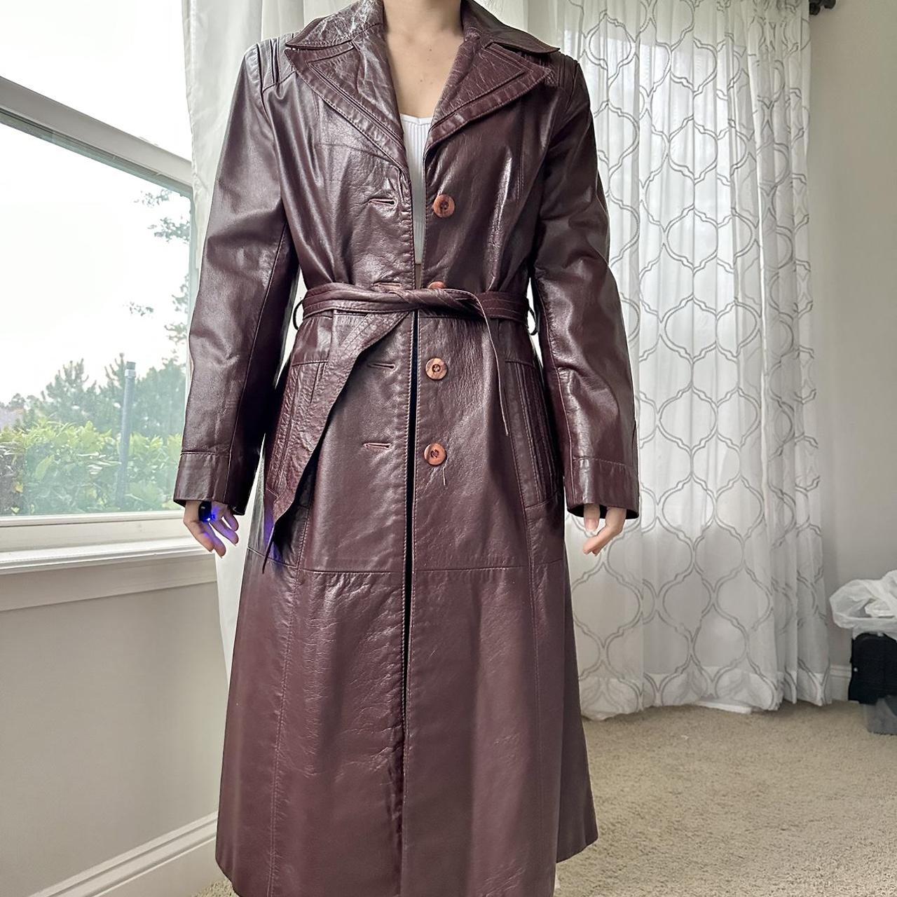 Women's Burgundy and Brown Coat