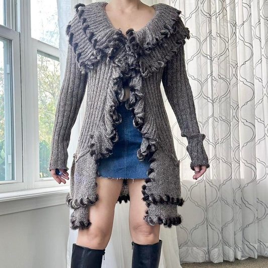 Anthropologie Women's Brown and Cream Cardigan