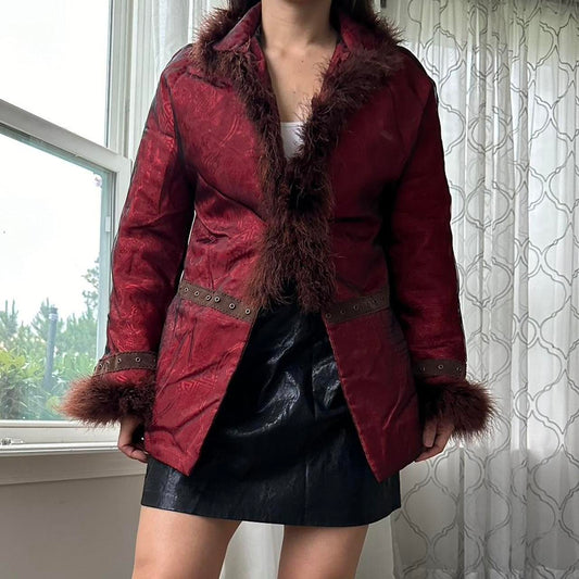 Women's Red and Brown Jacket