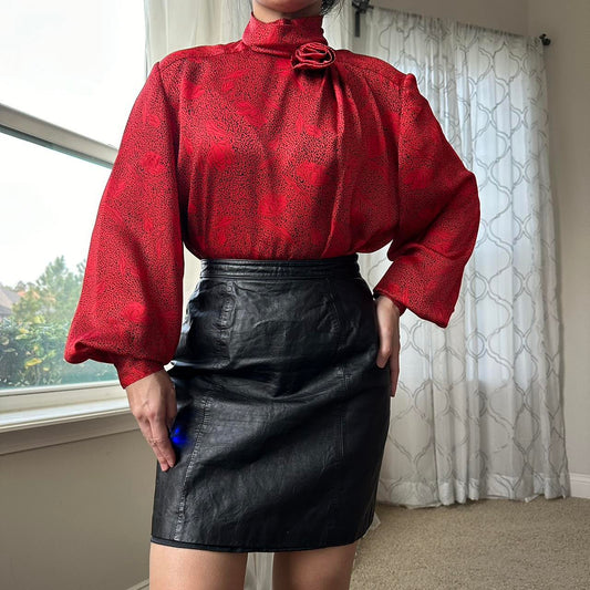 Women's Red and Black Blouse