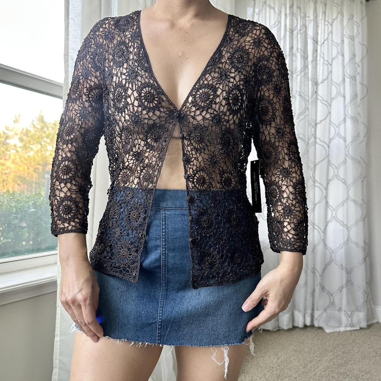 Carmen Marc Valvo Women's Brown and Tan Blouse