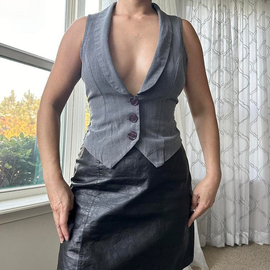 Women's Grey and Black Gilet