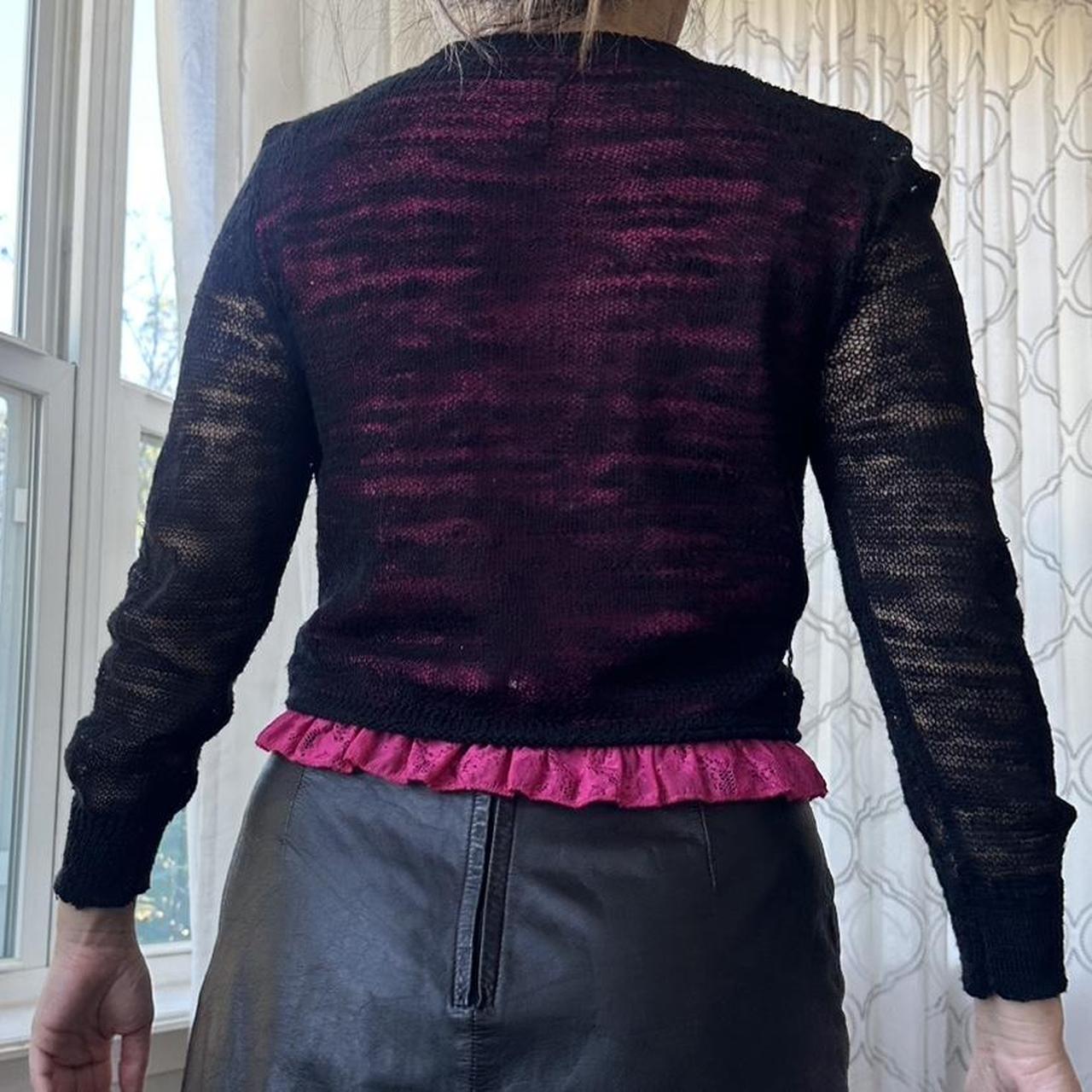 Betsey Johnson Women's Black and Pink Cardigan