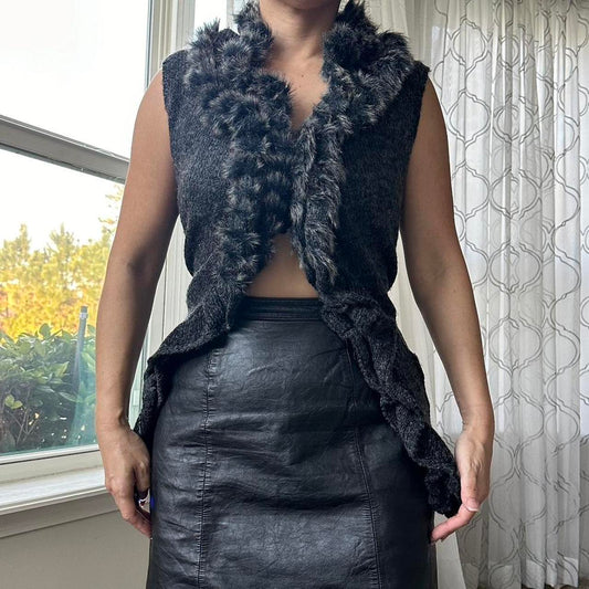 Women's Black and Grey Gilet