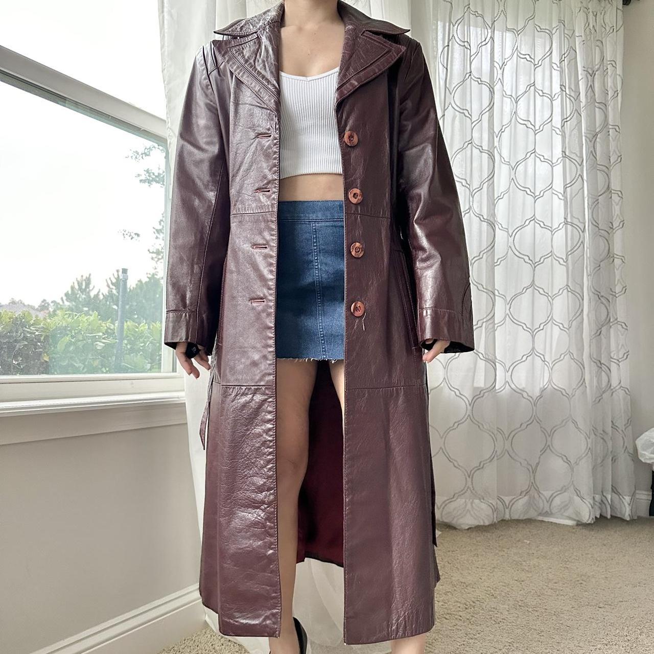 Women's Burgundy and Brown Coat