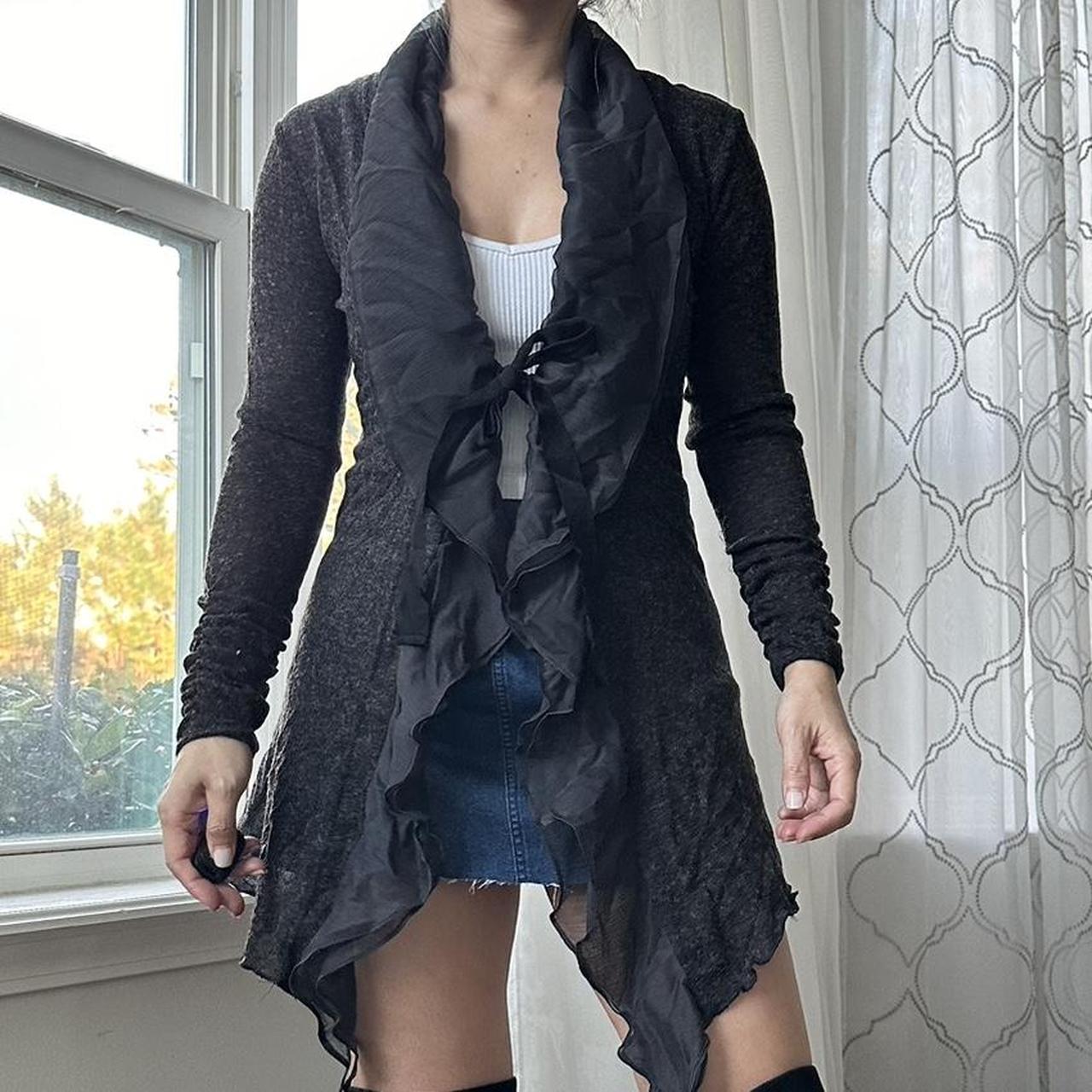 Women's Black and Grey Cardigan