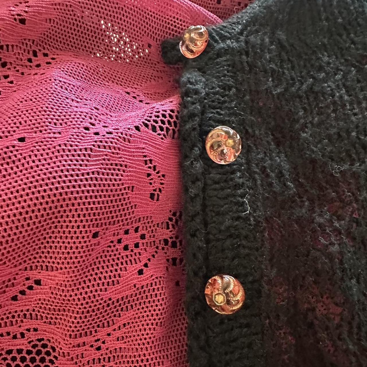 Betsey Johnson Women's Black and Pink Cardigan