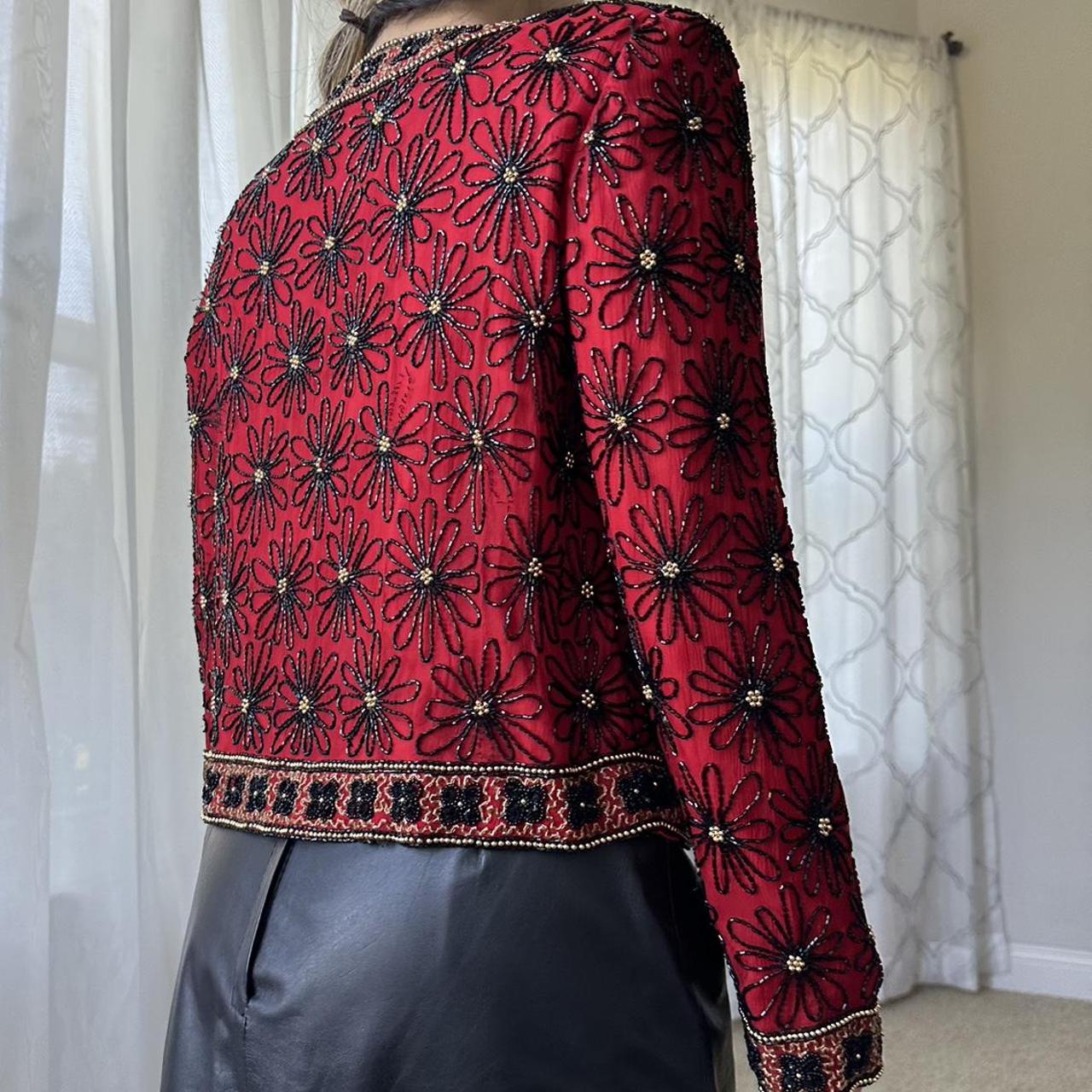 Women's Red and Black Blouse