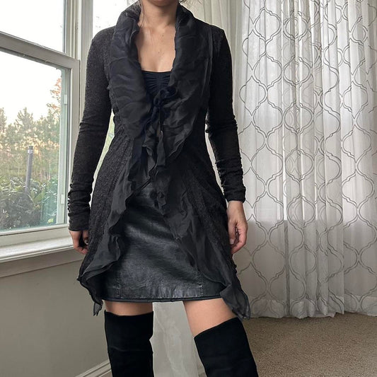 Women's Black and Grey Cardigan