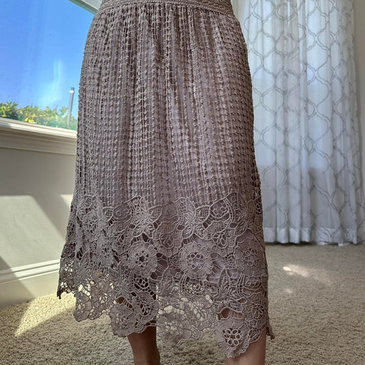 Women's Tan and Cream Skirt