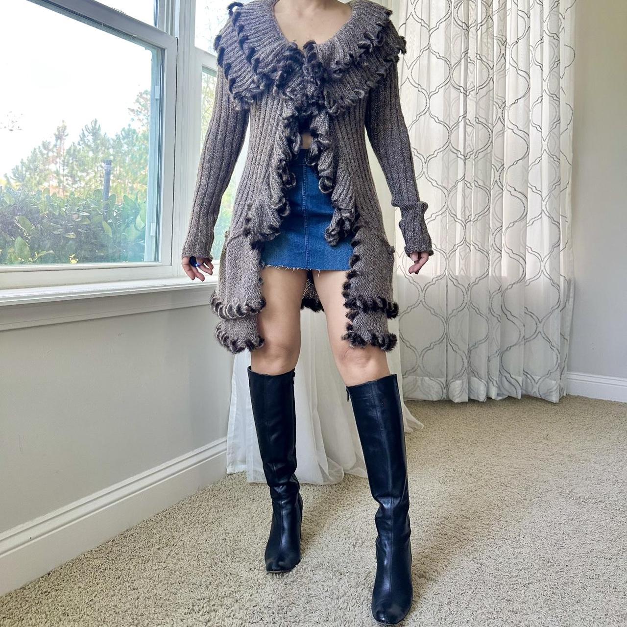 Anthropologie Women's Brown and Cream Cardigan