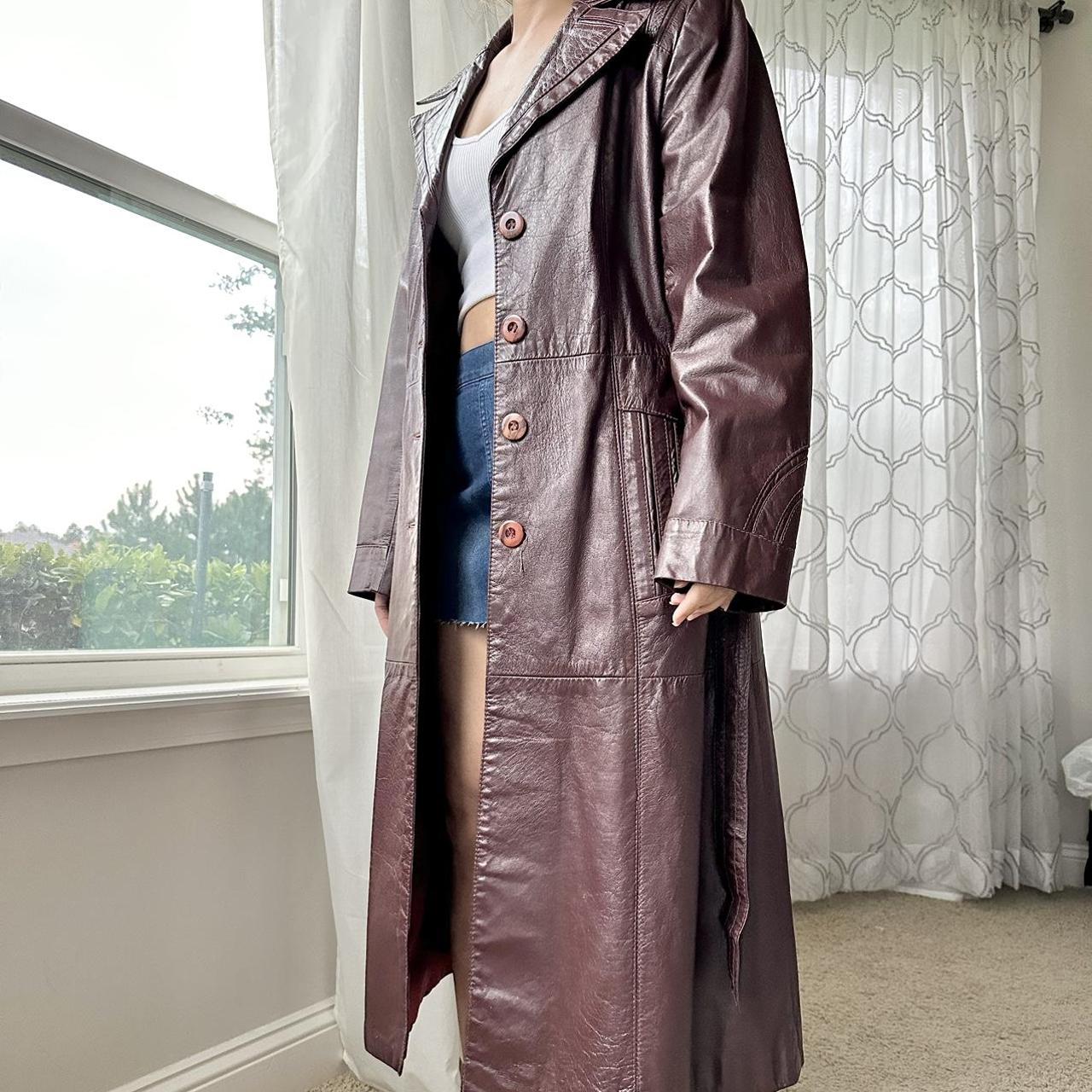 Women's Burgundy and Brown Coat