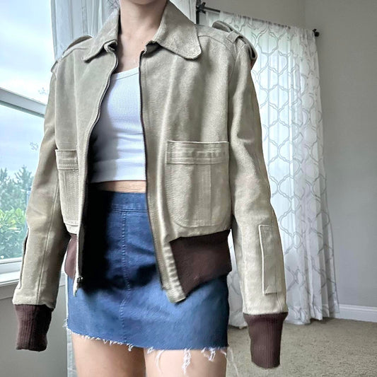 Women's Khaki and Brown Jacket