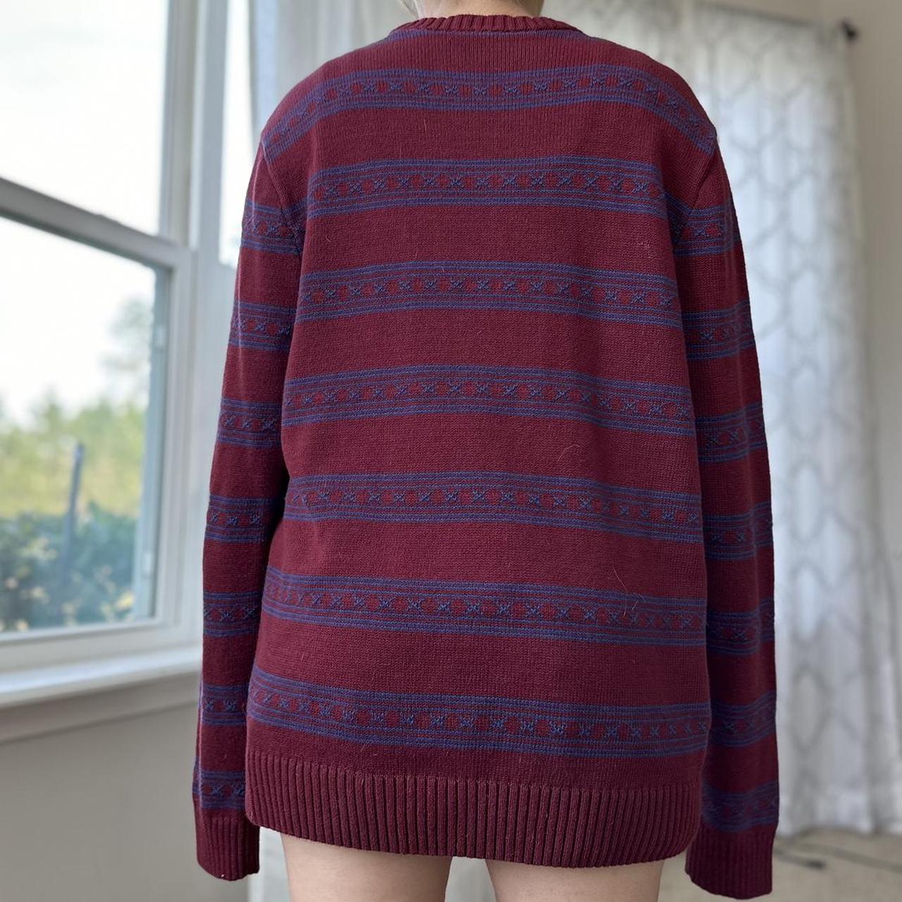 Original Penguin Women's Burgundy and Blue Jumper