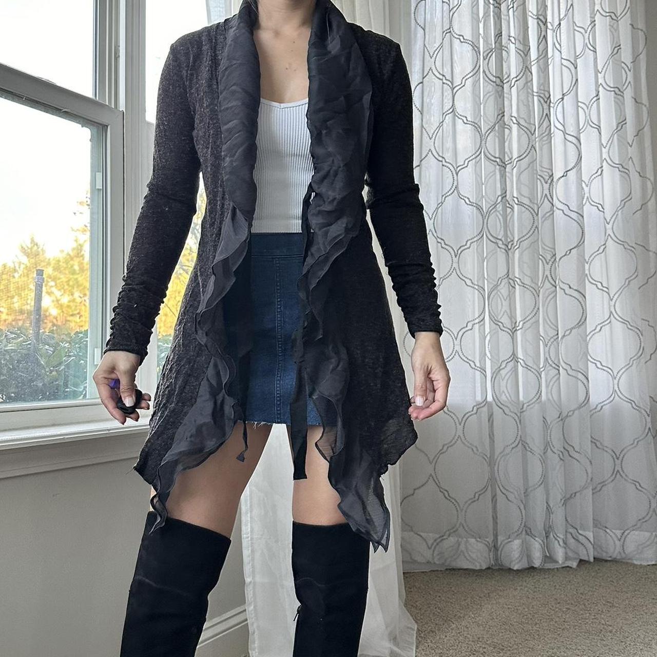 Women's Black and Grey Cardigan